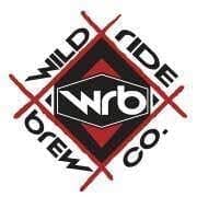 Wild Ride Brew Logo Logo for Wild Ride Brew Co Featuring a Black Diamond shaped Center with Wrb in Bold White Lowercase Letters Around It Wild Ride Brew Co is Written in Black Along the Diamonds Edges Inspired by the Spirit of Steelhead Falls Adventure with Red X and Diamond Outlines