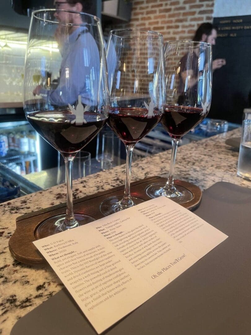 One of the Best Things About the Wine Kitchen on the Creek in Frederick Are the Wine Flights